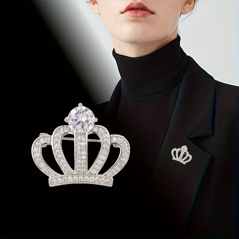 1pc Vintage Elegant Queen Crown Brooch Pin - Sparkling Multi-stone For Scarves, Jackets, Bags - , Party, Thanksgiving Gift For Women, Jacket Embellishment, Accessory, Rhinestone Embellishments