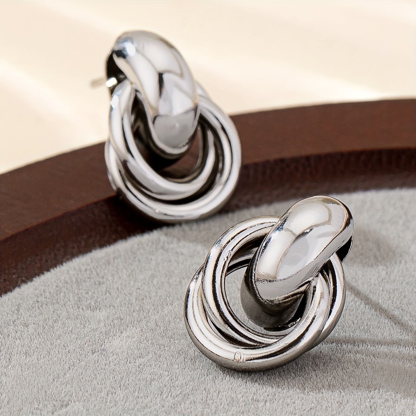 Golden European Oval Earrings for Women