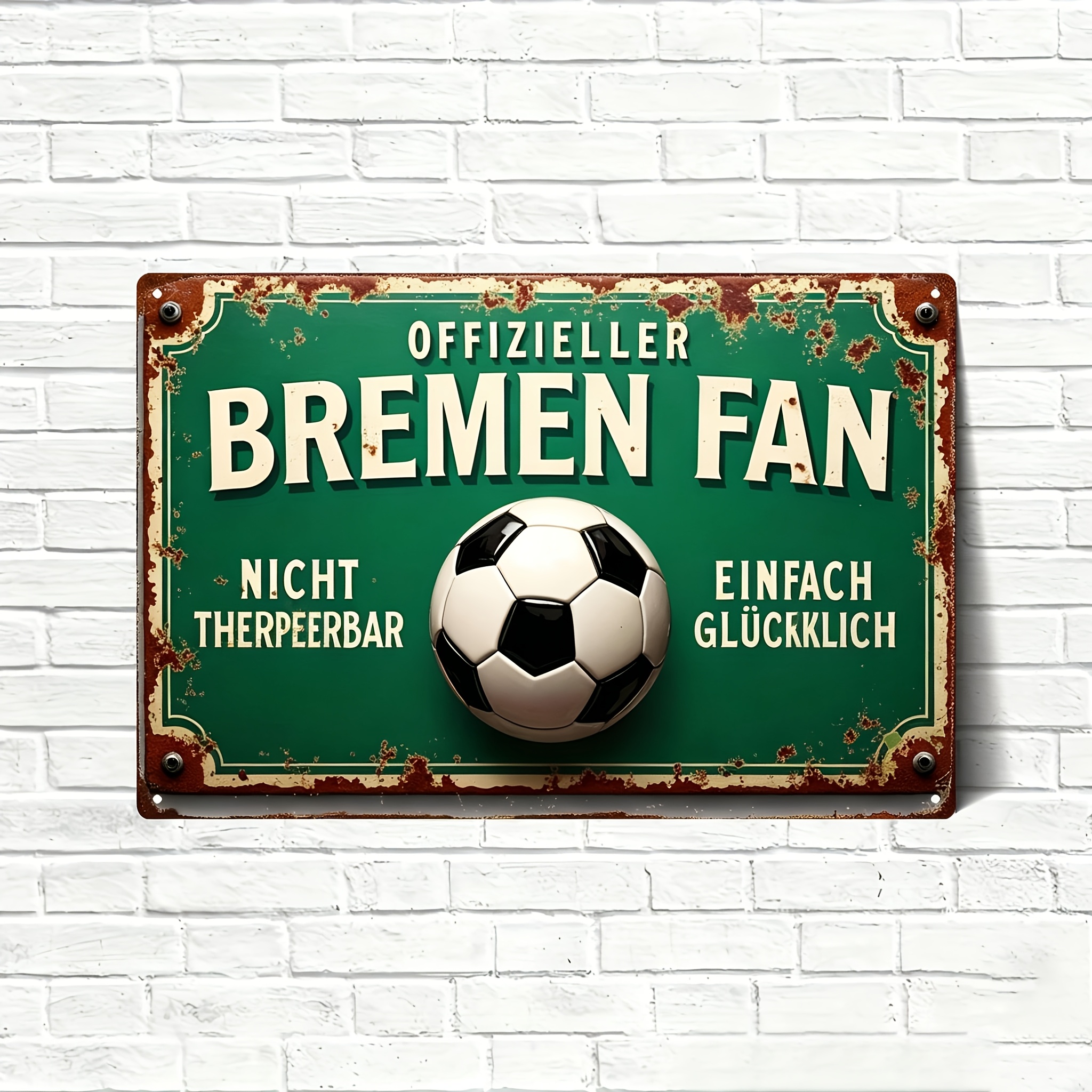 TEMU 2D Flach, 1 Stück Fan Vintage Metallschild - Retro Fußballverein Wandtafel für Fans & Man Cave Deko - Langlebige Eisen Wandkunst mit klassischem