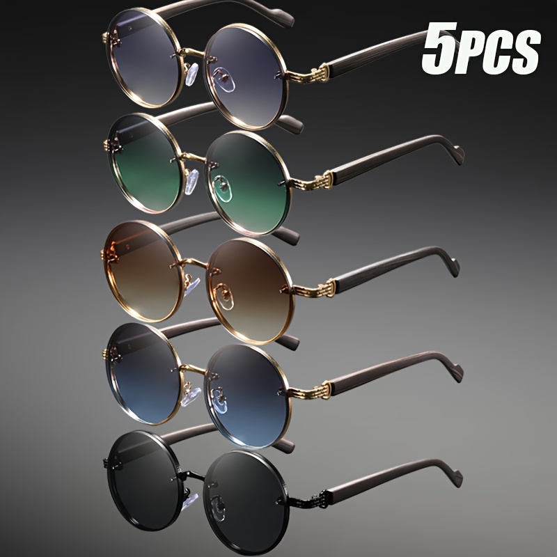 5-Pack Vintage Classic Round Punk Metal Fashion Glasses, Perfect for Street Photography and Birthday Gifts