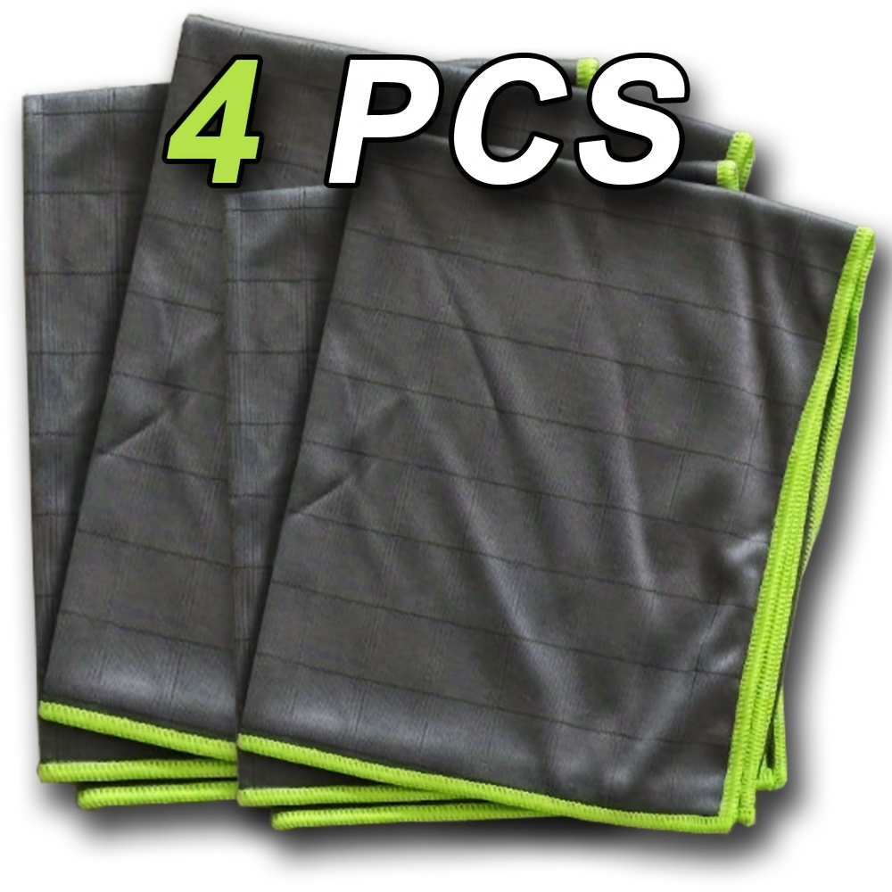 TEMU 4pcs Car Cleaning Carbon Cloth Set - Streak-free Polishing, Durable And , Suitable For Fine Polishing, Waxing, And Detailed Care Of Glass,