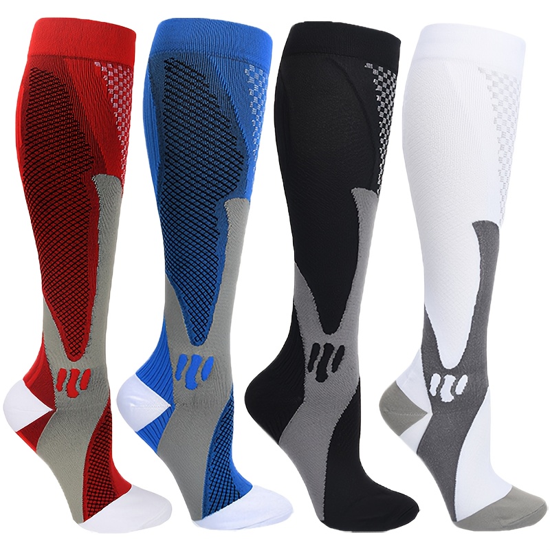 Image of 4 Pairs Copper Compression Socks Women Men Knee High Cute Sports Cycling Medias Adult Support Hose Long Womans
