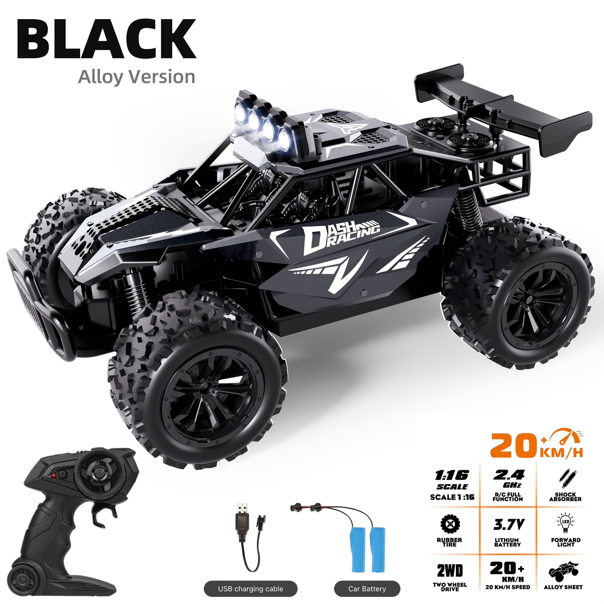 k k 1 16 2 4g remote control cars alloy body bigger headlights high   to 20 km h   up to 50   with dual batteries gifts for christmas halloween thanksgiving
