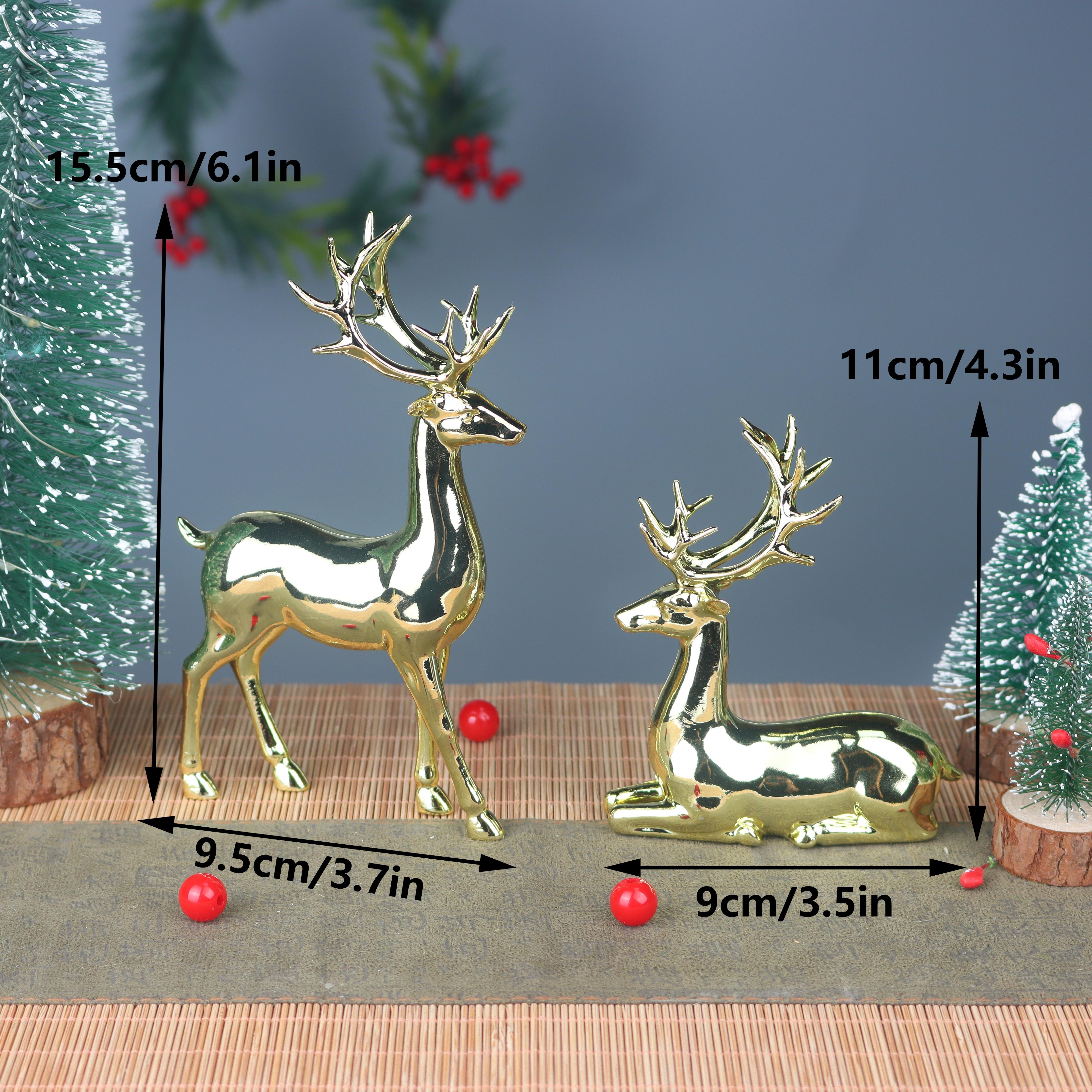 Image of A Pair Of High-end Golden Elk Figurines, Luxurious Living Room Home Decor, Christmas Desktop Ornament, Suitable For Home Bar Cabinet Decoration