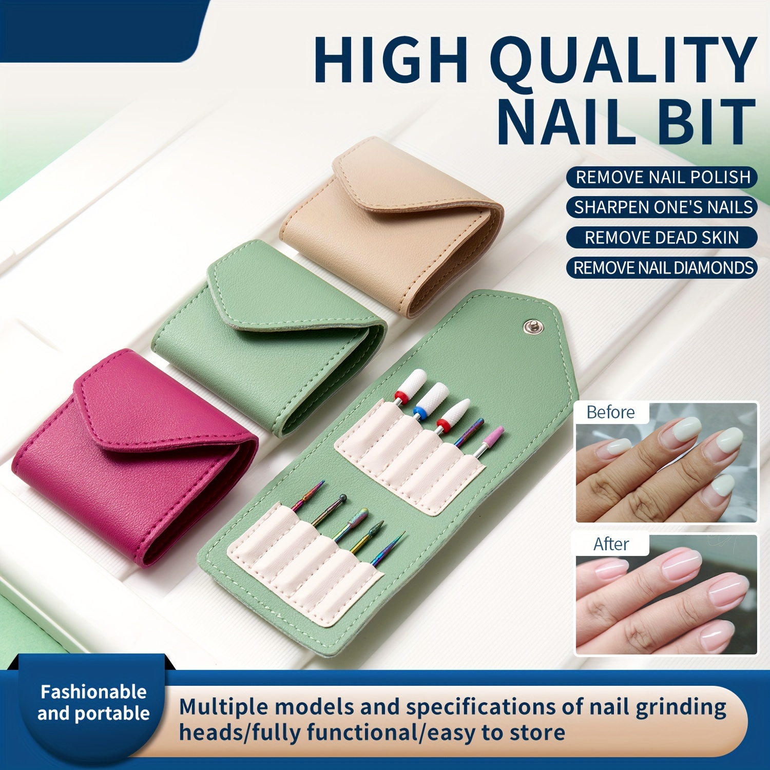 

Multifunctional Nail File Set - No Scent, Diamond Sand Ceramic Nail Buffing Head, Nail Prep & Polish Removal, Storage Case