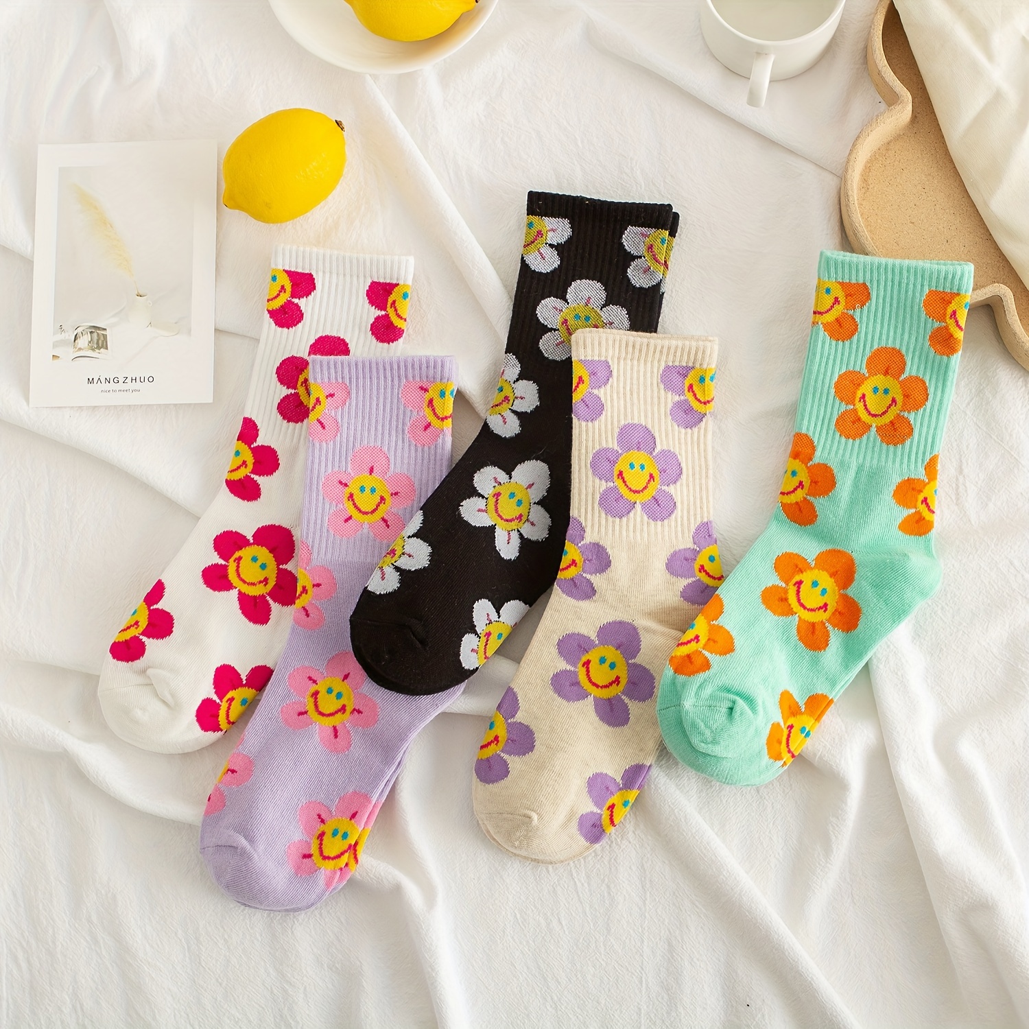 5 Pairs Funny Floral Socks