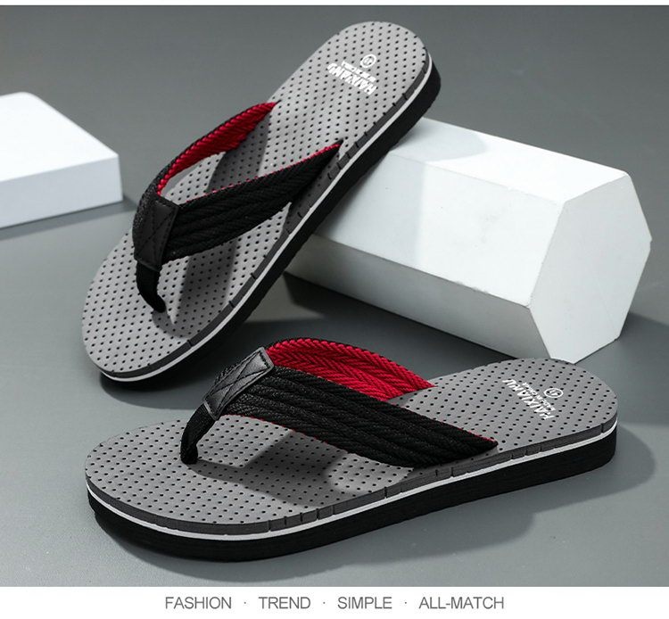 mens casual flip flops non slip eva sole durable fabric upper adjustable strap for outdoor beach summer   with red accents summer footwear adjustable strap sandals eva sole sandals Product details 9