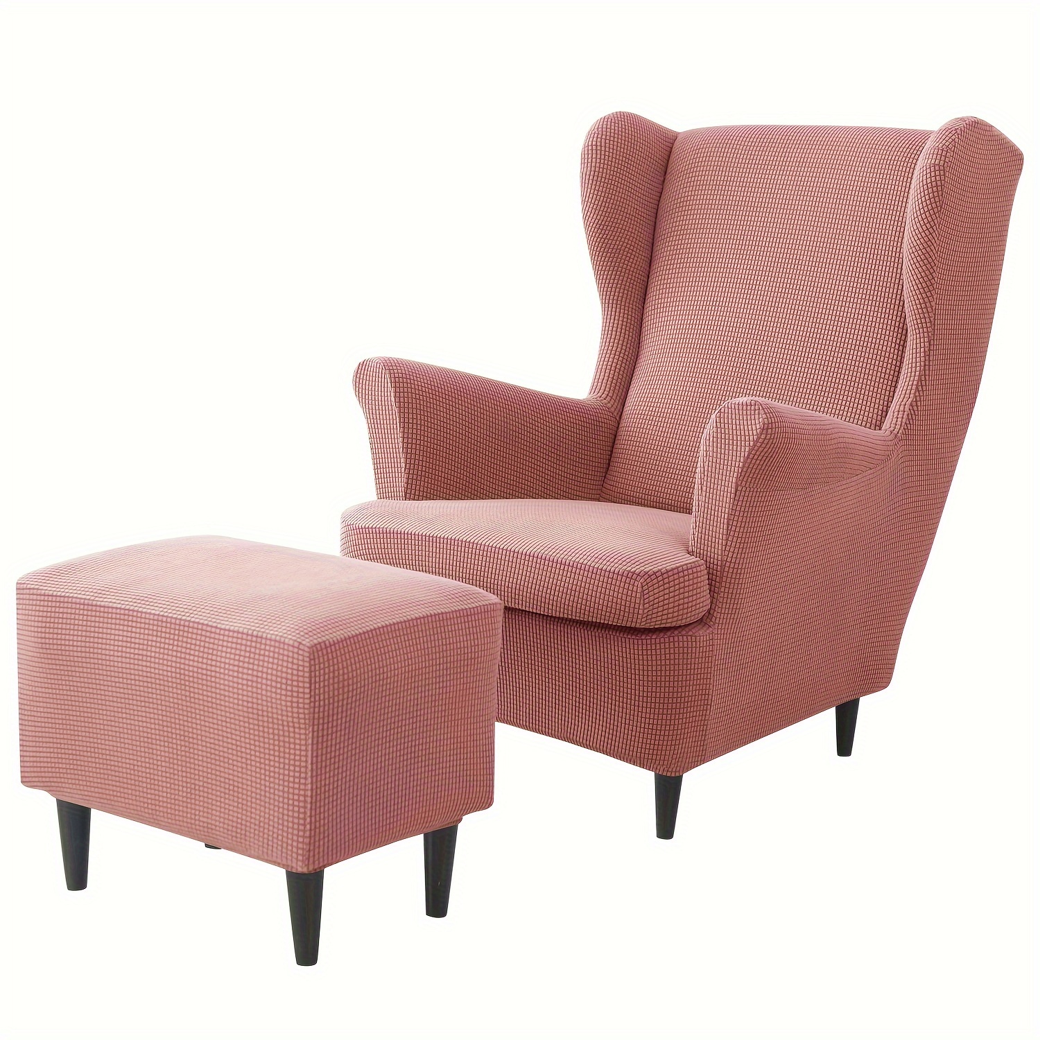 Housse Ottomane Ronde Extensible Jacquard Brun Clair Taille S - Protection Élégante Pour Pouf