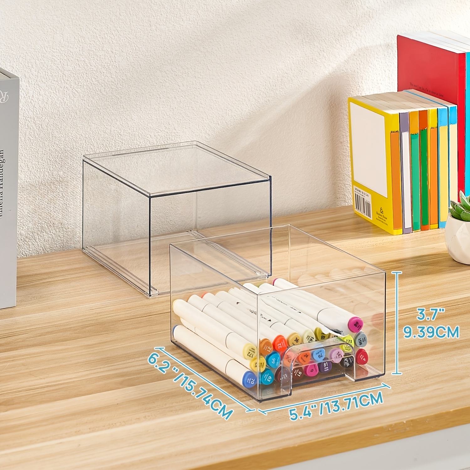 Set of 4 Transparent Stackable Storage Drawers