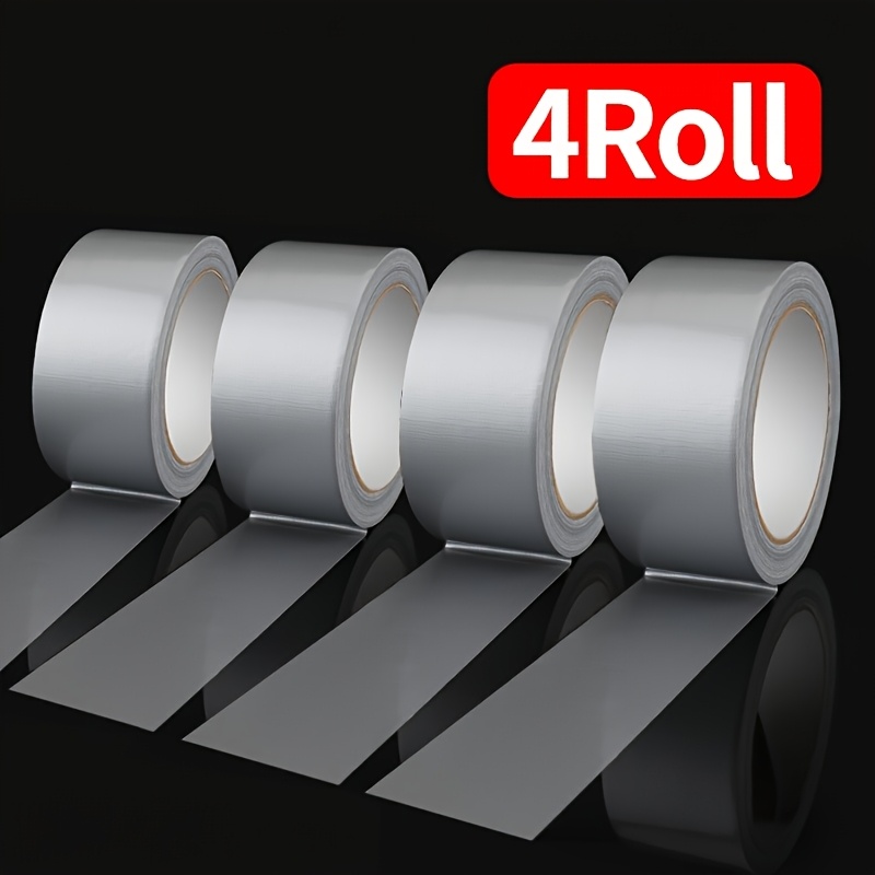 4 Rolls Super Strong Waterproof Tape - Ultra-sticky Fabric Carpet Tape, Silvery Gray, Ideal For Home Decor And Office Use, Suitable For Walls, Plastic, Glass, Wood, Metal Surfaces, Durable Adhesive