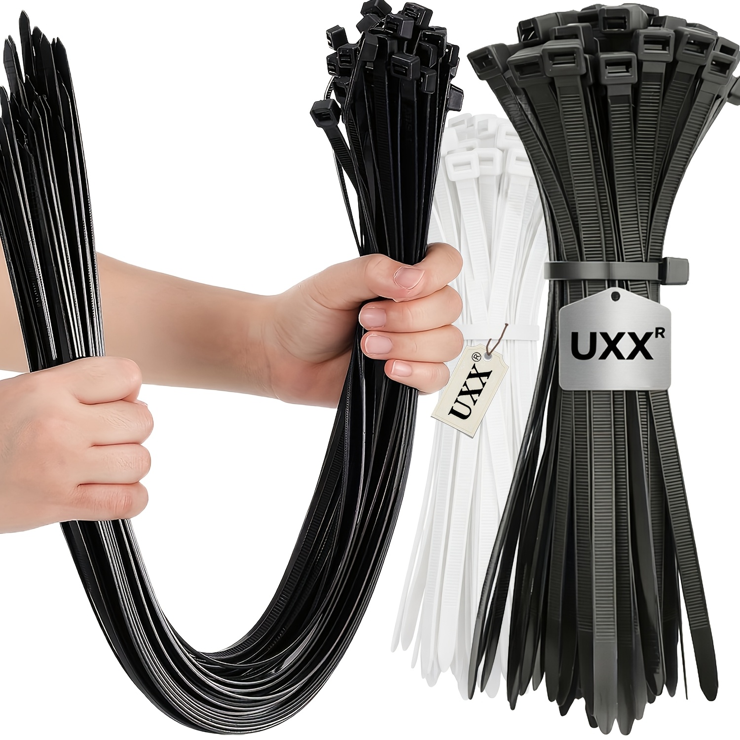 uxx 350 600mm heavy duty durable uv resistant cable ties 350 600  long tie straps 25pcs pack tensile strength 70lbs multi functional self locking nylon cable ties suitable for electrical cable piping automotive home