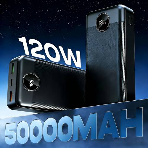 photo de l'article Le cadeau tech parfait ! Batterie externe de 50000mAh 120W Super Charging - Une puissance massive rencontre une vitesse ultra rapide. Conception à 3 ports avec écran LCD pour téléphone, tablette et autres appareils. Élégante, puissante et essentielle pour tous. Offrez le cadeau d'une puissance