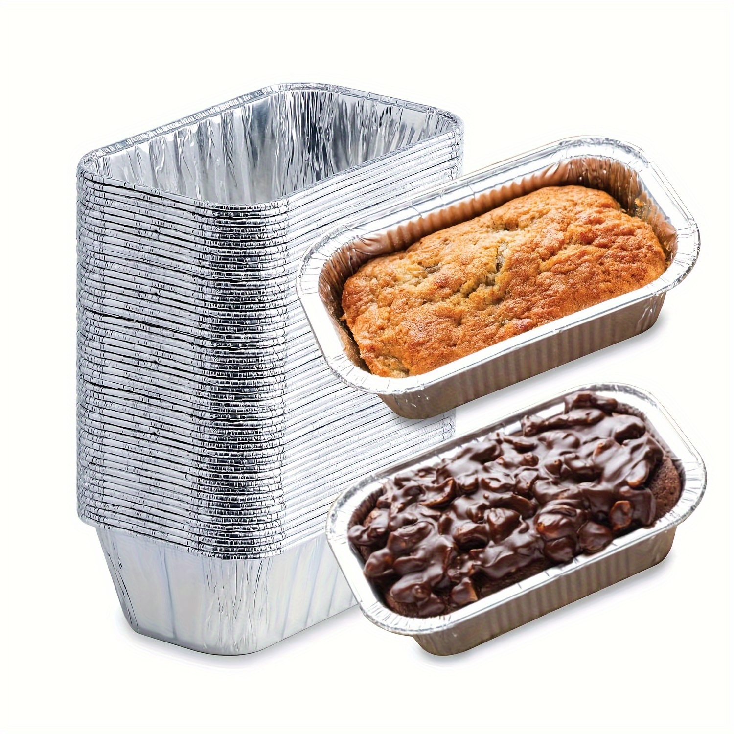 

50 Packs, 6x3.5x2 Loaf Pans-1lb Small Aluminum Pans-for And , Heating And Storing