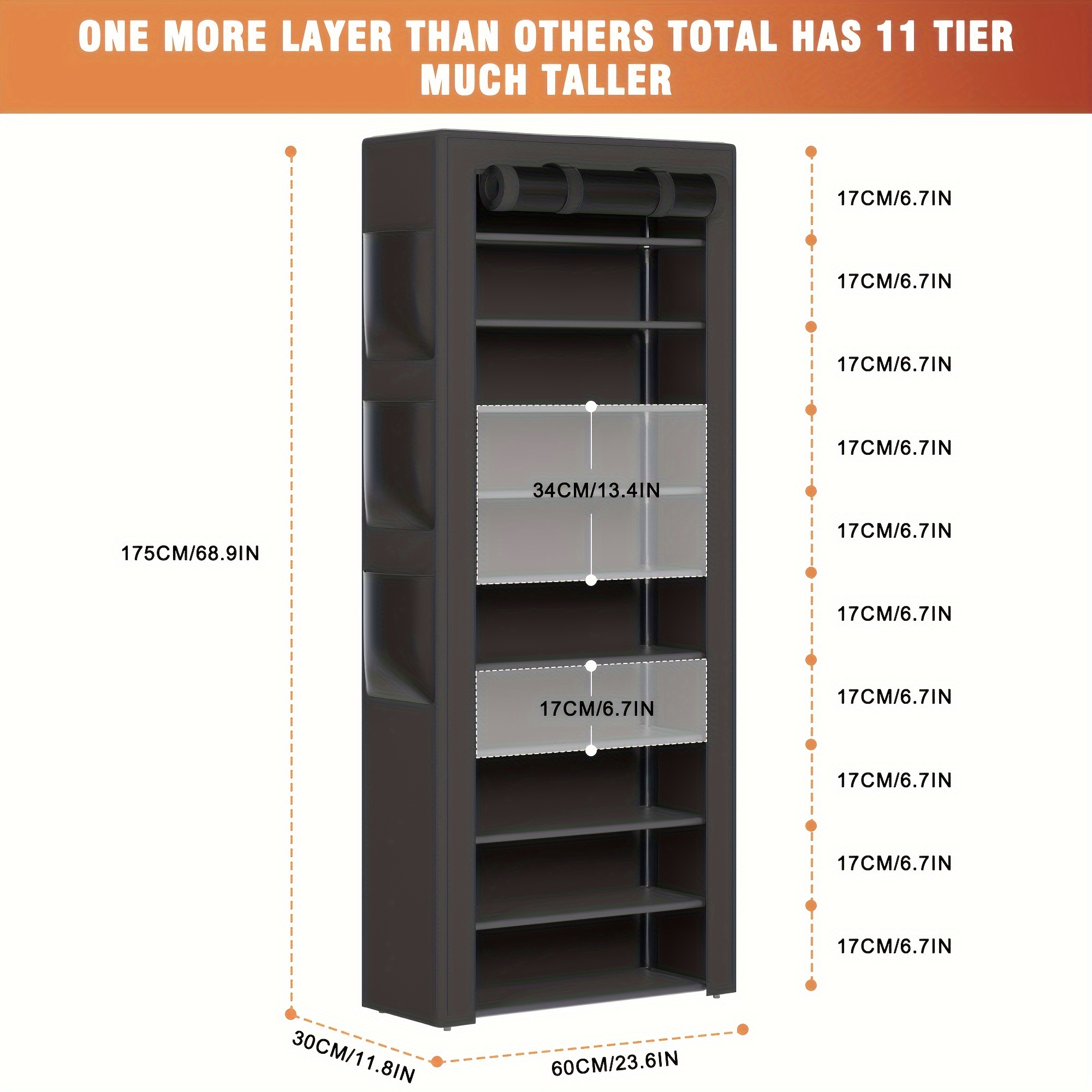10 Tier Shoe Rack Grey Shoe Storage Large Capacity 50-56 Pairs Beautiful Tall Shoe Shelf Shoe Storage Cabinet Shoe Racks For Entryway Closet