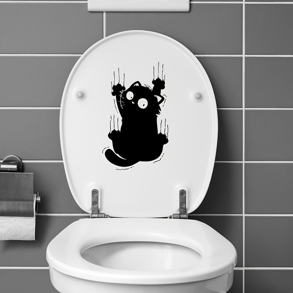 

1pc Fun Cat Toilet Sticker, Self-adhesive Bathroom Home Decoration Wall Sticker, Door Sticker, Refrigerator Sticker, Window Sticker, Toilet Sticker, Funny Items Make Toilet Condition More Comfortable