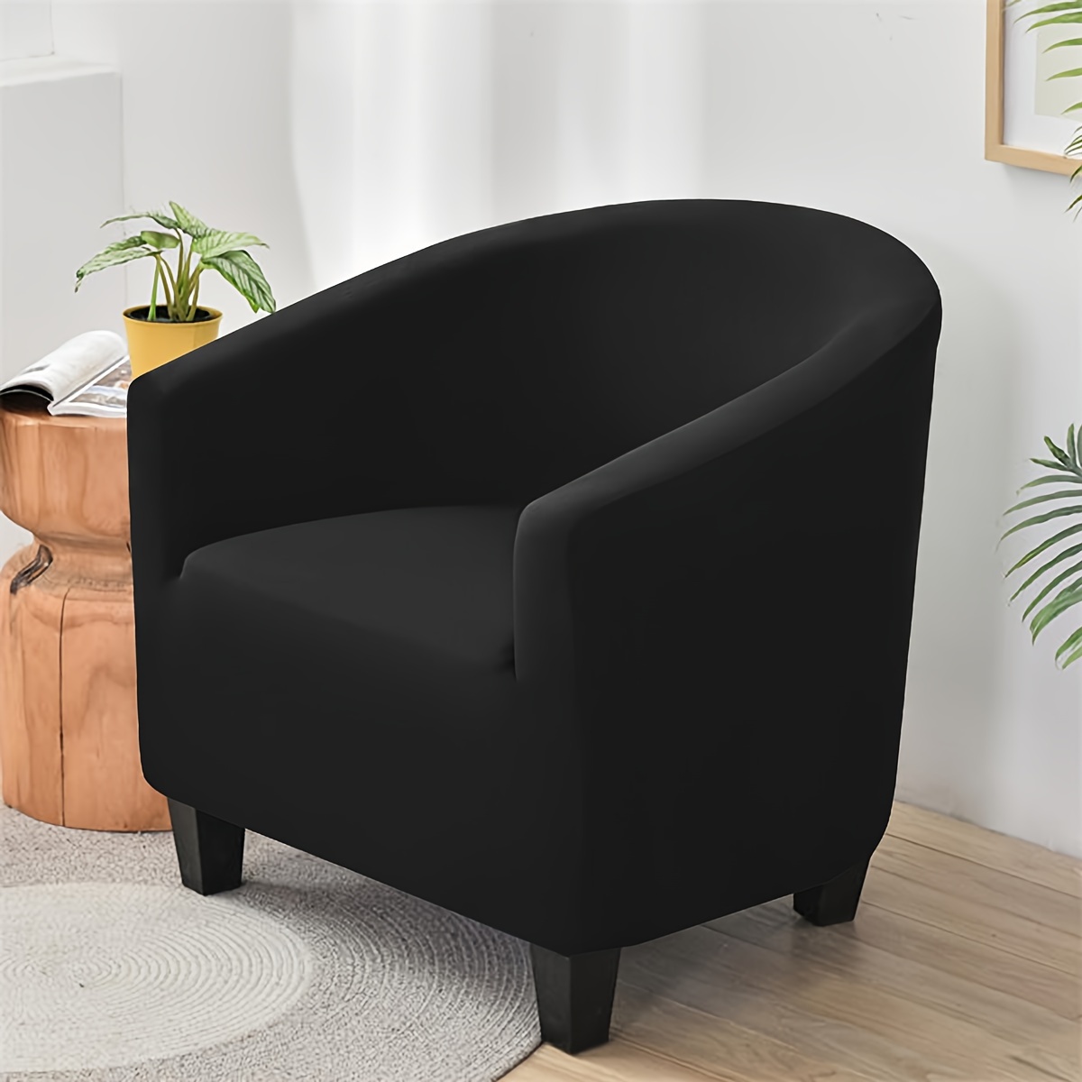 

Classic Elastic Band Armchair Slipcover - 1pc Stretchable Polyester Spandex Sofa Protector - Machine Washable Slipcover-grip Chair Cover For Living Room And