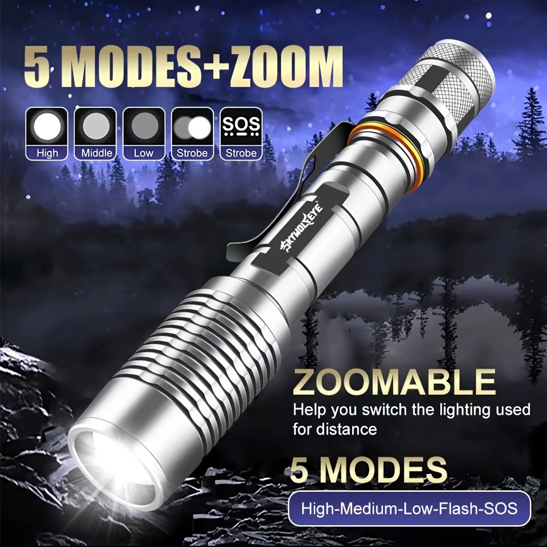 

1pc , Tactical, Rechargeable Led , , 5mode, , Super , Suitable For , , Camping, Camping Equipmentinclude 2 Batteries