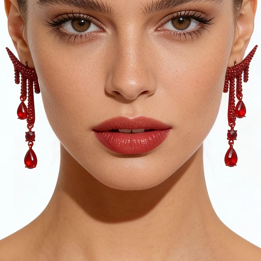 TEMU Une paire de boucles d'oreilles à pompons de montagne de style vintage avec un tempérament élégant, une polyvalente et un style bohème