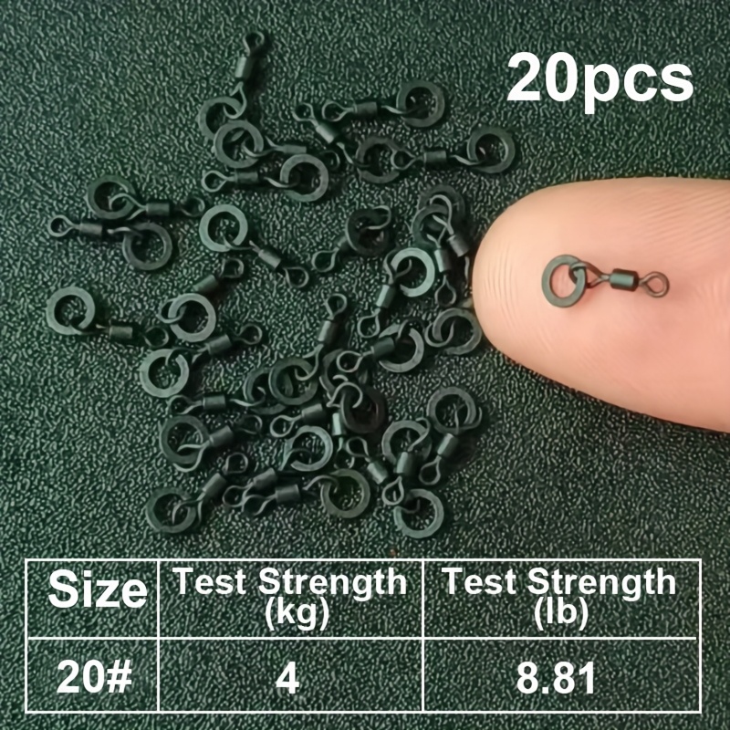 20 Large Rings With 360° Rotating Fishing Tackle Clips, Large Ring Fishing Swivel Connectors, Carp Fishing Additions
