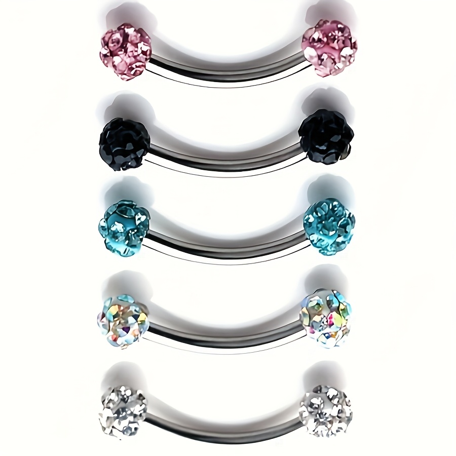TEMU Piercing corporal de 8 mm 16G con de cristal , barra curva, accesorio para cejas y orejas