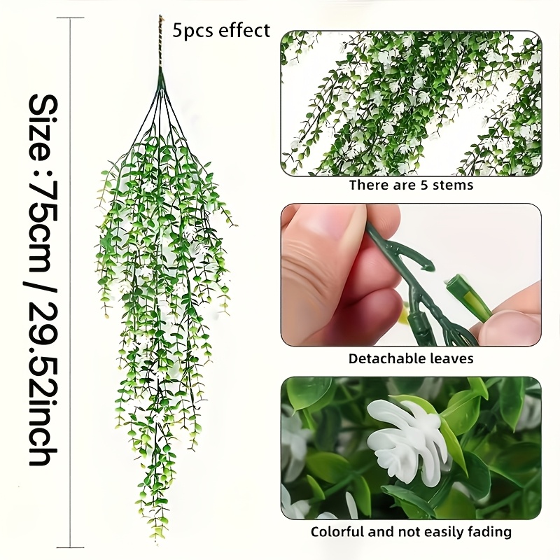 TEMU 5pcs Artificial Camellia Hanging Plants, Suitable For Home And Outdoor Decoration, Container Not Included, Ideal For Valentine's Day, Mother's