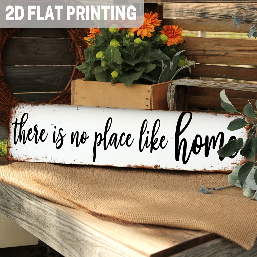 TEMU 2d Flat - 1pc Rustic " Is No Like Home" Metal Sign - Vintage Wall Decor For Living Room, Bedroom, Farmhouse, Entryway, 3.93x15.74 Inch, Wall