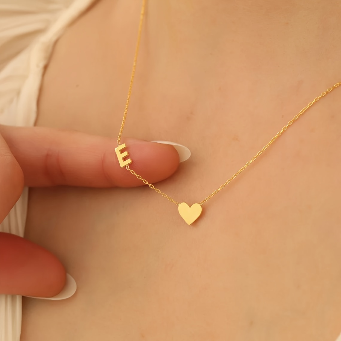 TEMU Custom Minimalist Letter Necklace, Personalized Heart Letter Necklace, Stainless Steel Initial Pendant Necklace, Popular Women's Jewelry,