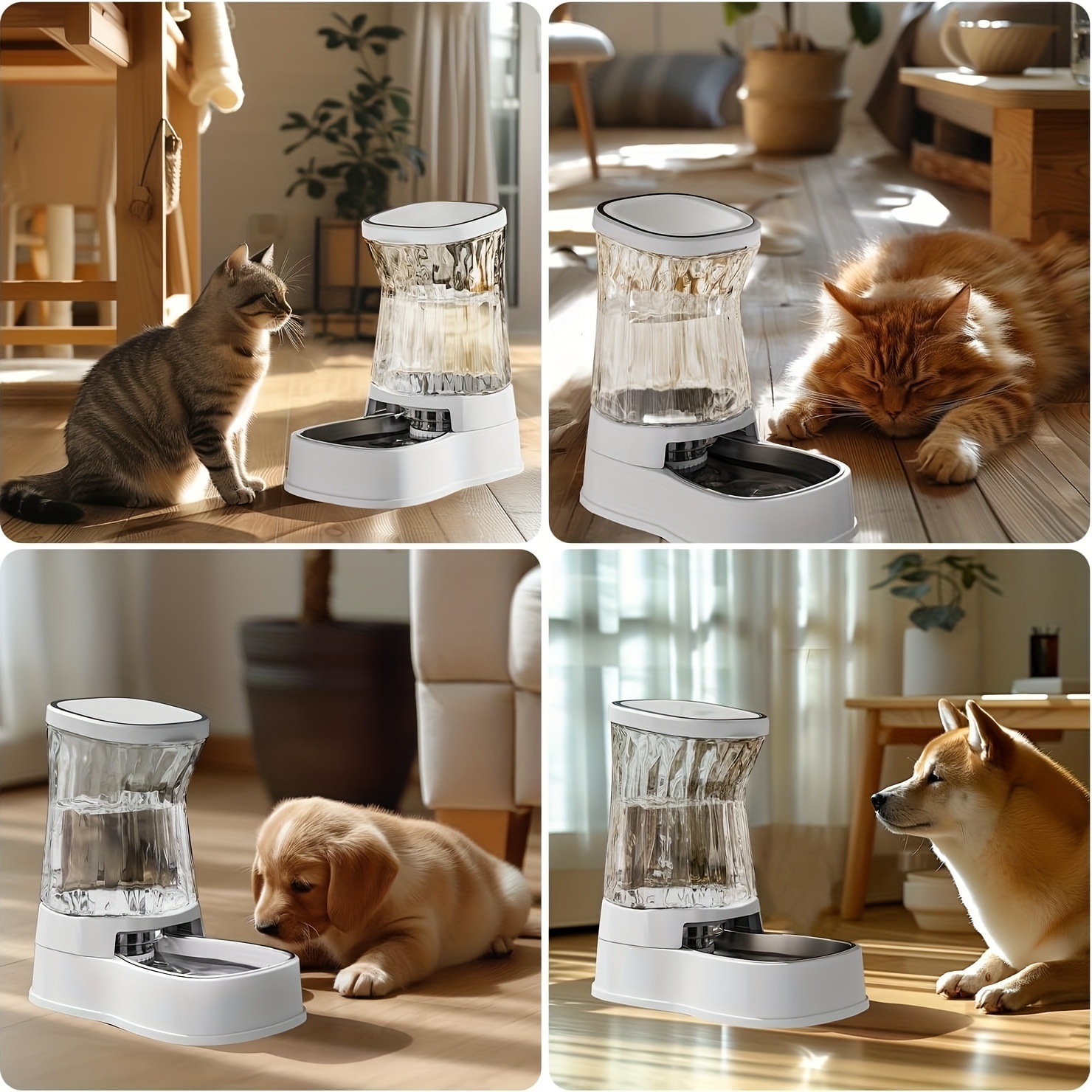 Pet Water Dispenser 3.85L Gravity Automatic Feeding, 304 Stainless Steel Bowl, Removable And Washable, Uncharged, No Battery, For Medium/ Large-Sized Dogs & Cats & Other Pets