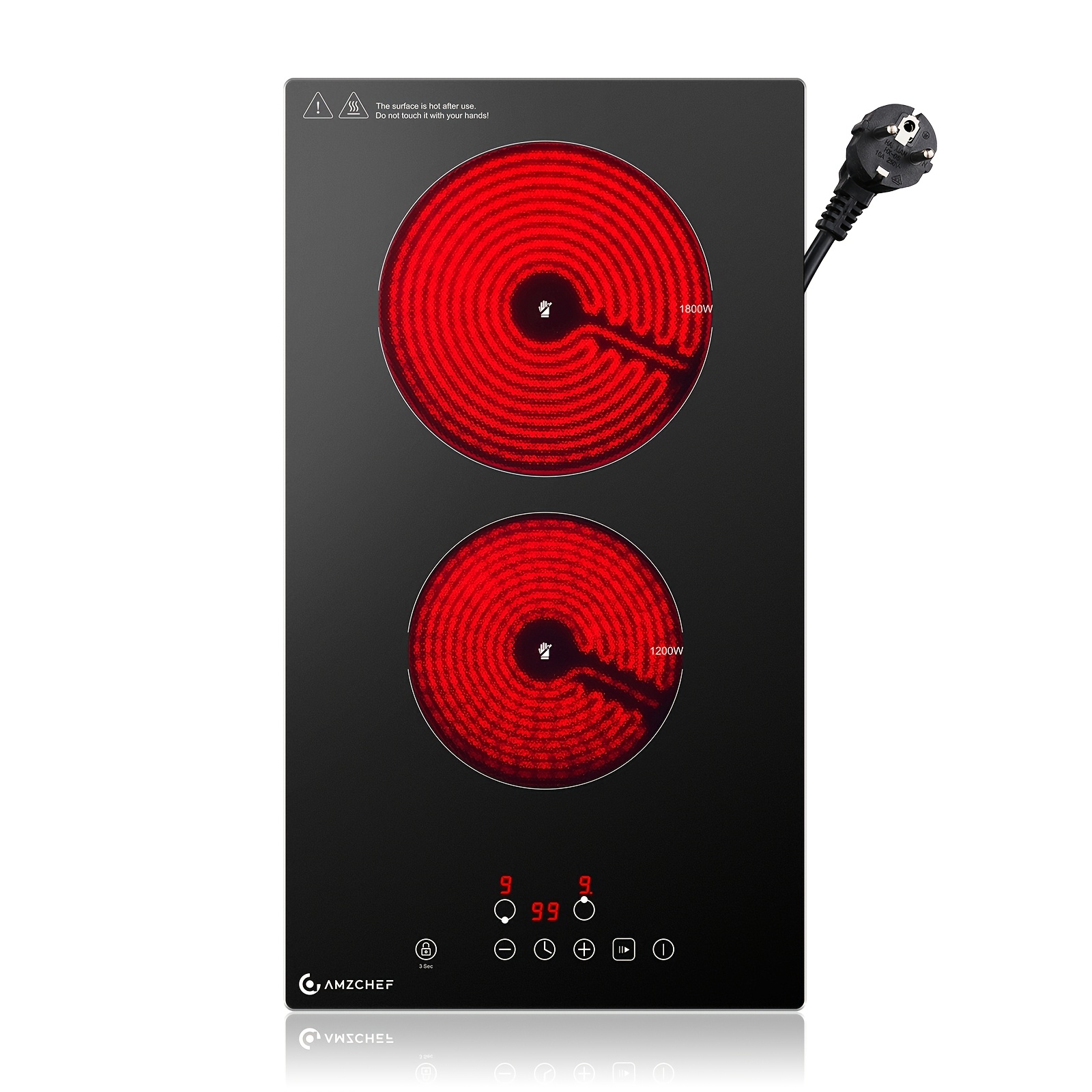 3200w Cooktop 2 Plates With Levels, 2-in-1 Freestanding