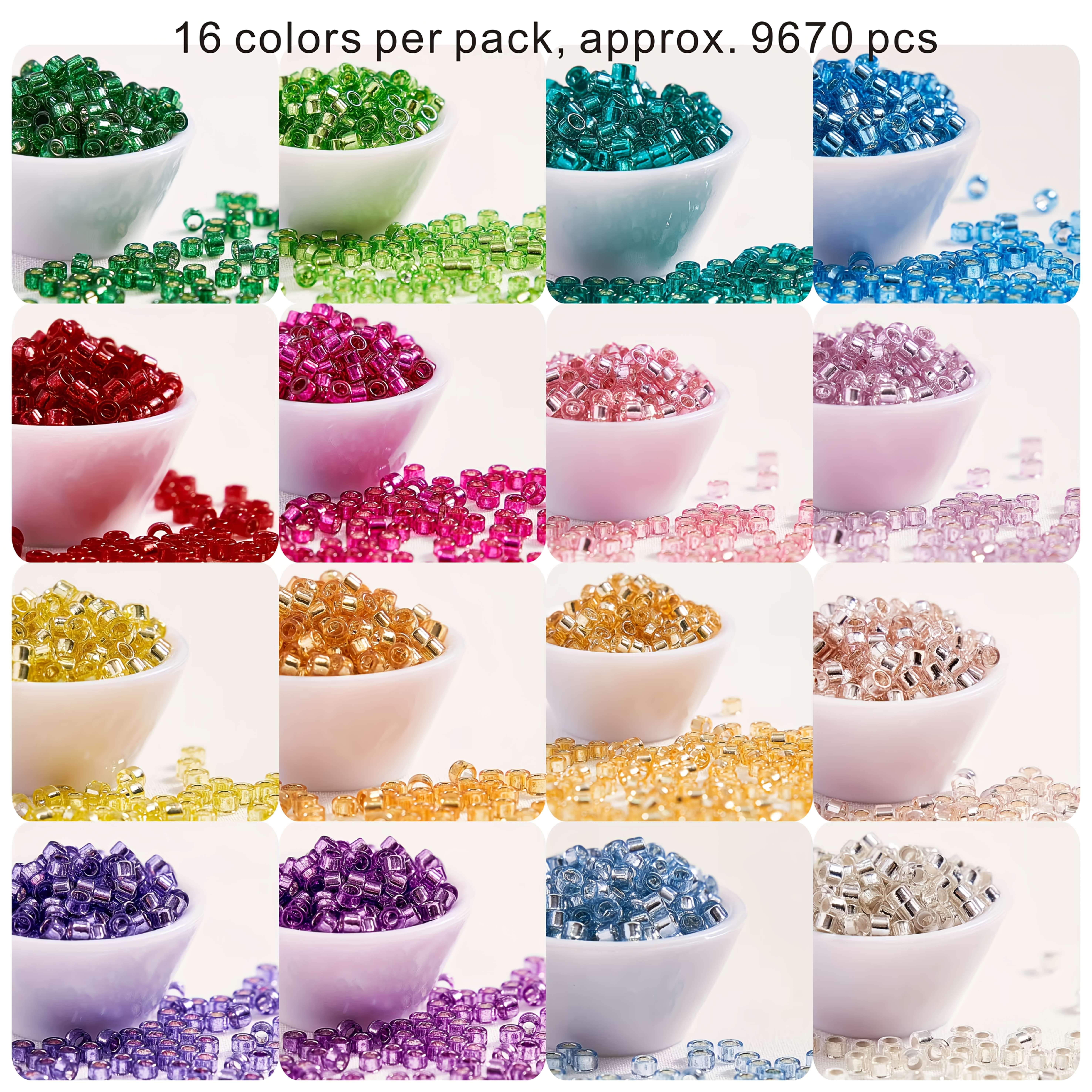 TEMU 9670pcs Of Bright Colored Glass Seed Beads, High-quality Round Mini Rice Beads, Suitable For Jewelry Making, Earrings, Bracelets, And Clothing
