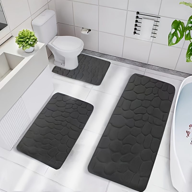 TEMU 3pcs Bath Mats, Absorbent Washable Bath Rugs, Non-slip Bath Mats, Machine Washable Carpets, Soft And Comfortable, Bathroom Rugs, Kitchen Mats,