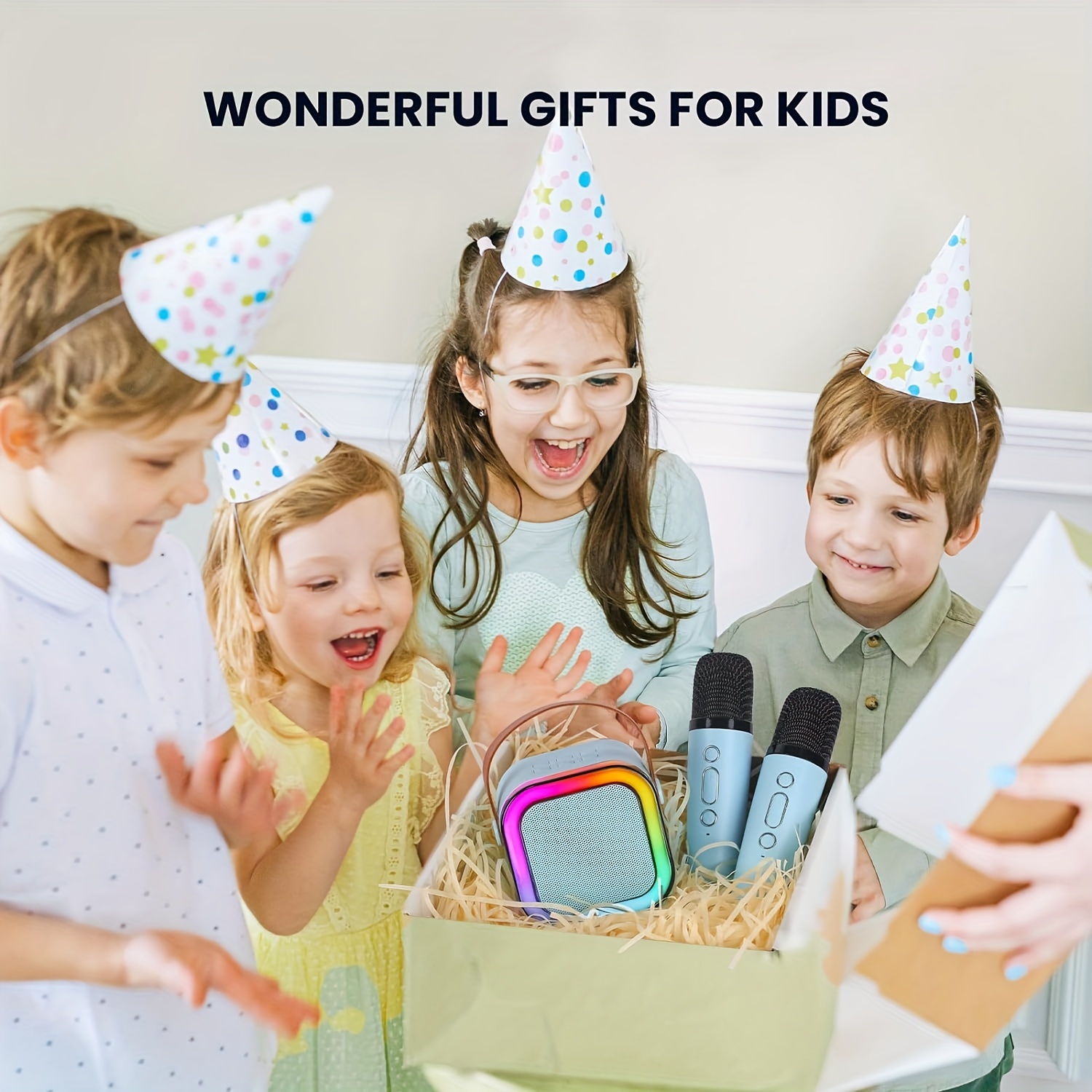 karaoke machine for kids adults portable mini karaoke microphone singing speaker with 2 mic and light gifts toys for all smartphones birthday family home party details 4