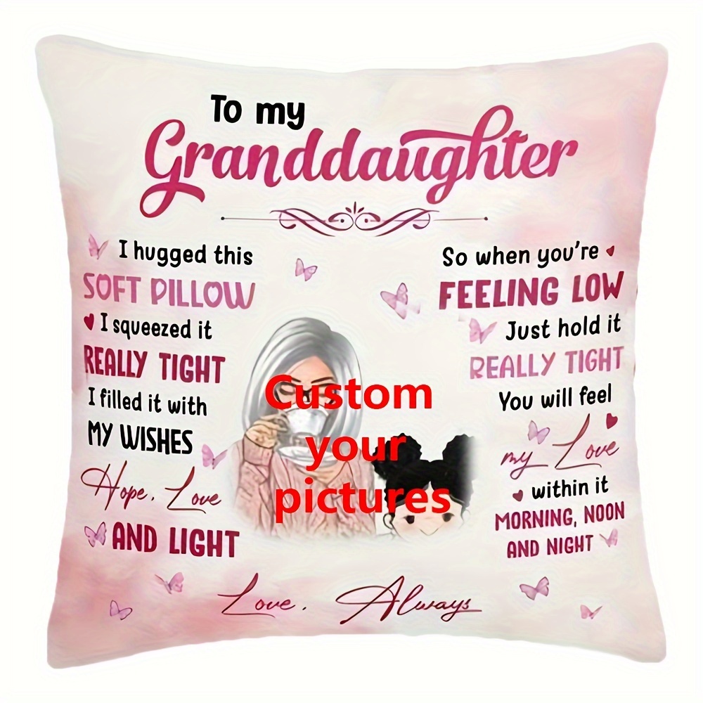 

1pc 18x18 Inch, To My Granddaughter Grandson Personalized Pillow, Single Sided Pillow Cover Short Plush Material(excluding The Inner Core)