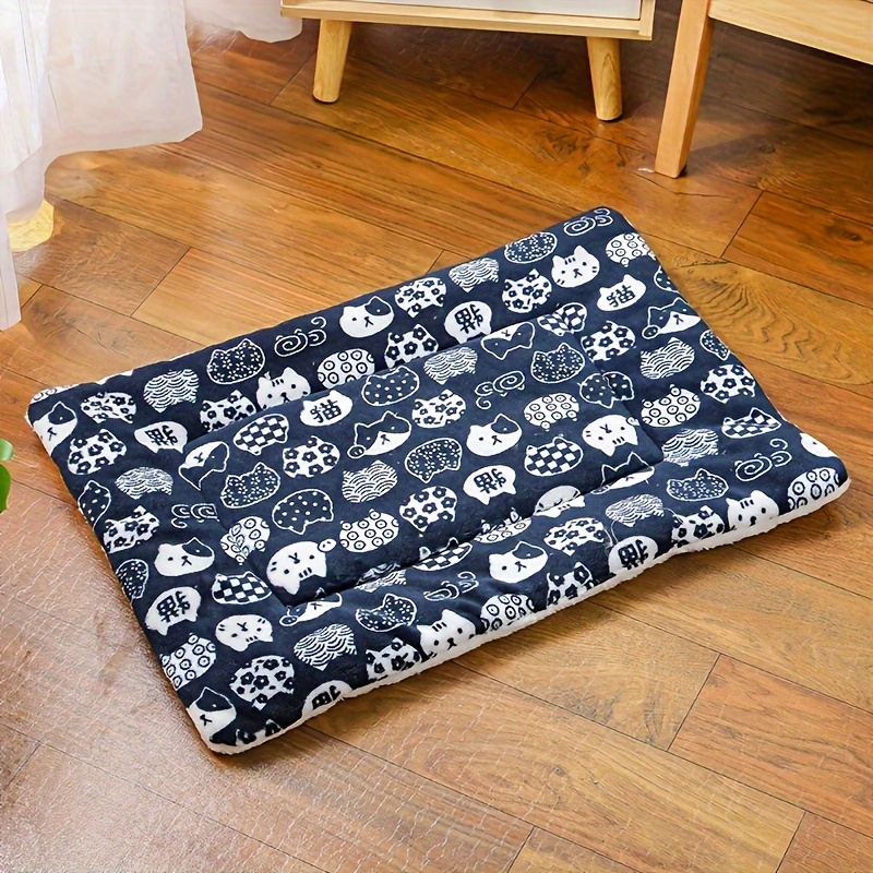 TEMU Cozy Flannel Cat Bed Mat - , Cute & Warm Pet Sleeping Pad For Cats