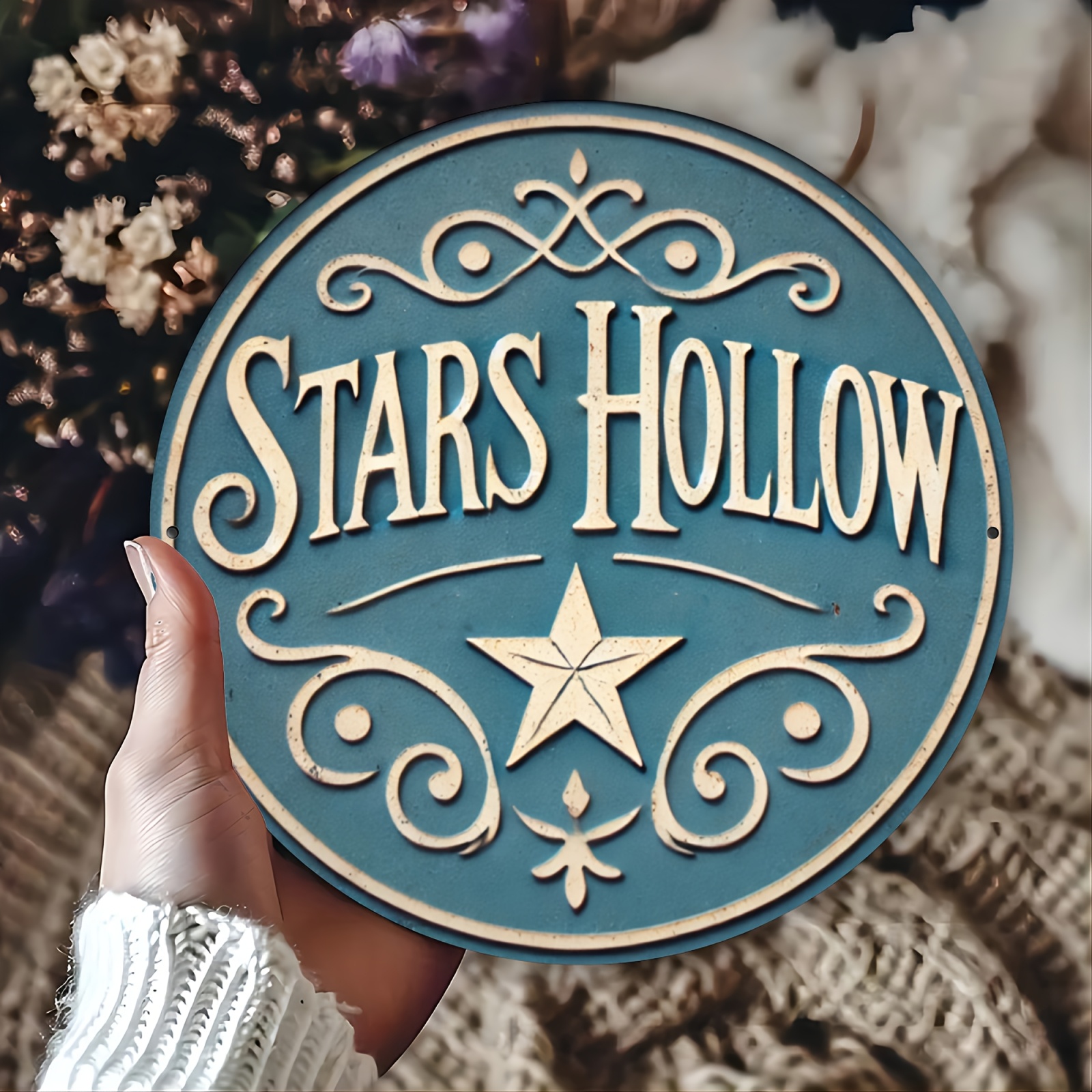 

Room Decor 1pc Retro Aluminum "stars Hollow" Sign, 7.8" Decor For Home, Bar, Cafe, Garage - Vintage Metal Wall Decor With