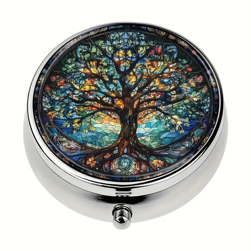 

1pc Tree Of Life Fashion Pill Box, Three-grid Mini Sub-packing Pill Box, Can Be Put In Pocket Or Purse, Is The Ideal Tool For Travel Sub-packing Medicine Or Vitamins Party Gift