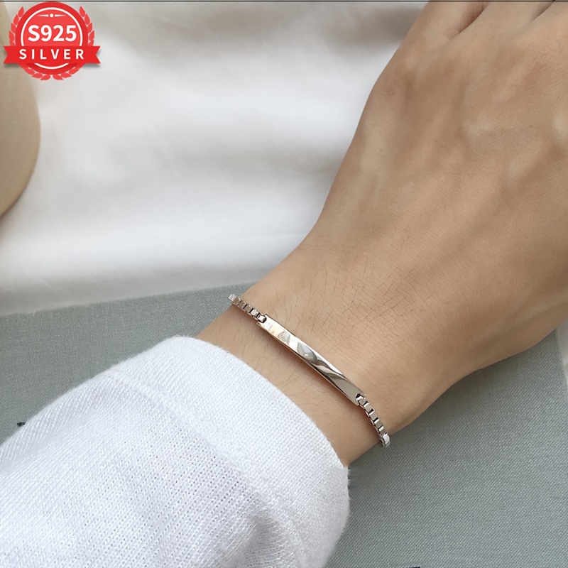 

925 Low Allergy European And American Bar Label Bracelet Bracelet Suitable For All Gift Gift Anti-oxidation Box 3.4g