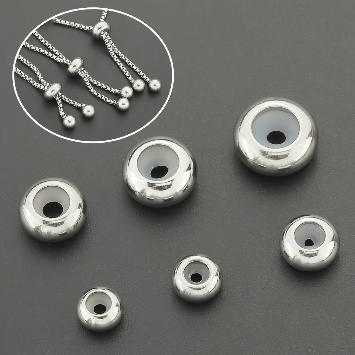 10pcs Stainless Steel Positioning Spacer Beads for DIY Projects
