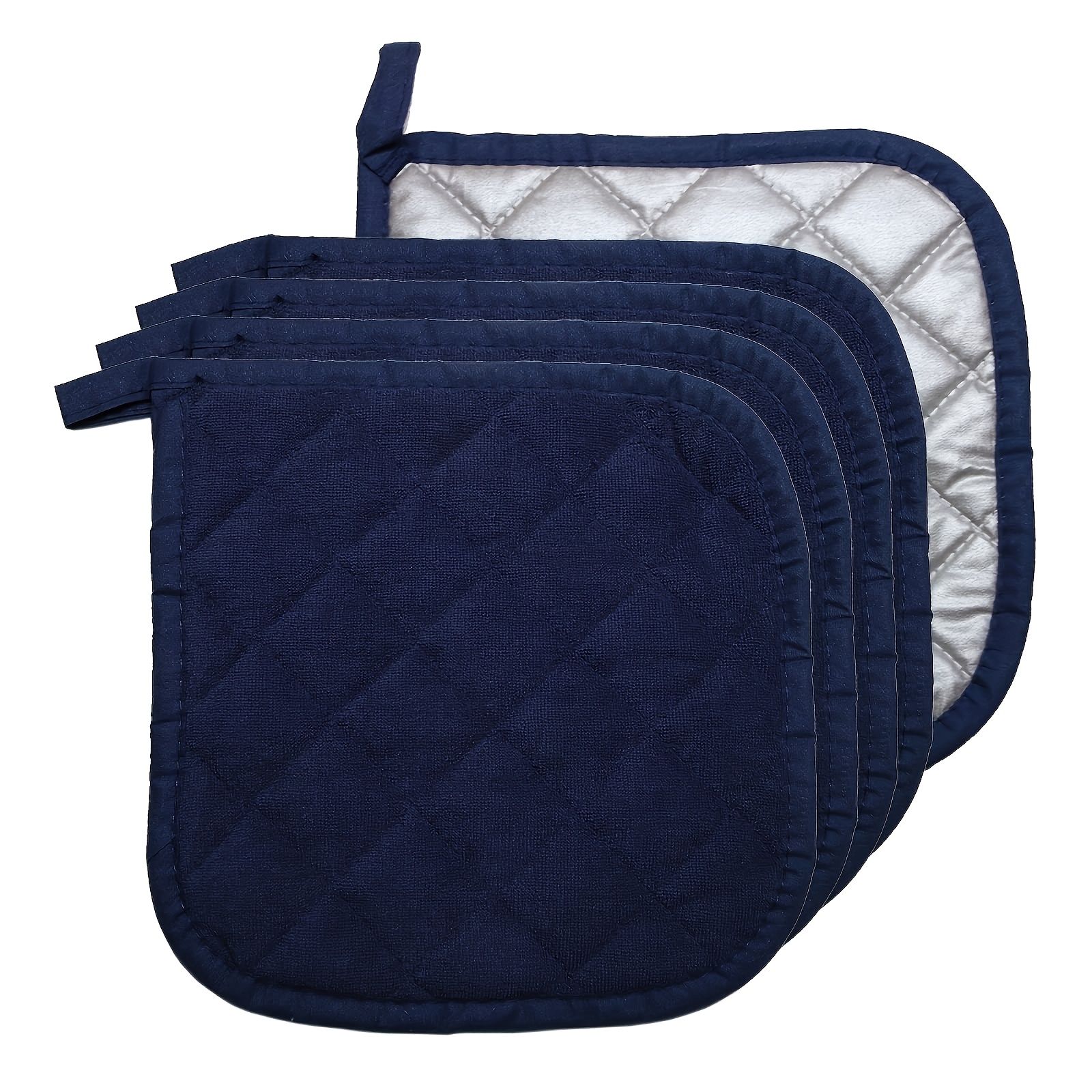 TEMU 5pcs Mixed Solid Color Placemat Set, Basic Square Heat-resistant Pot Stand 17cm/6.69 Inches Multifunctional Quilted Liner Small Tripod Cloth