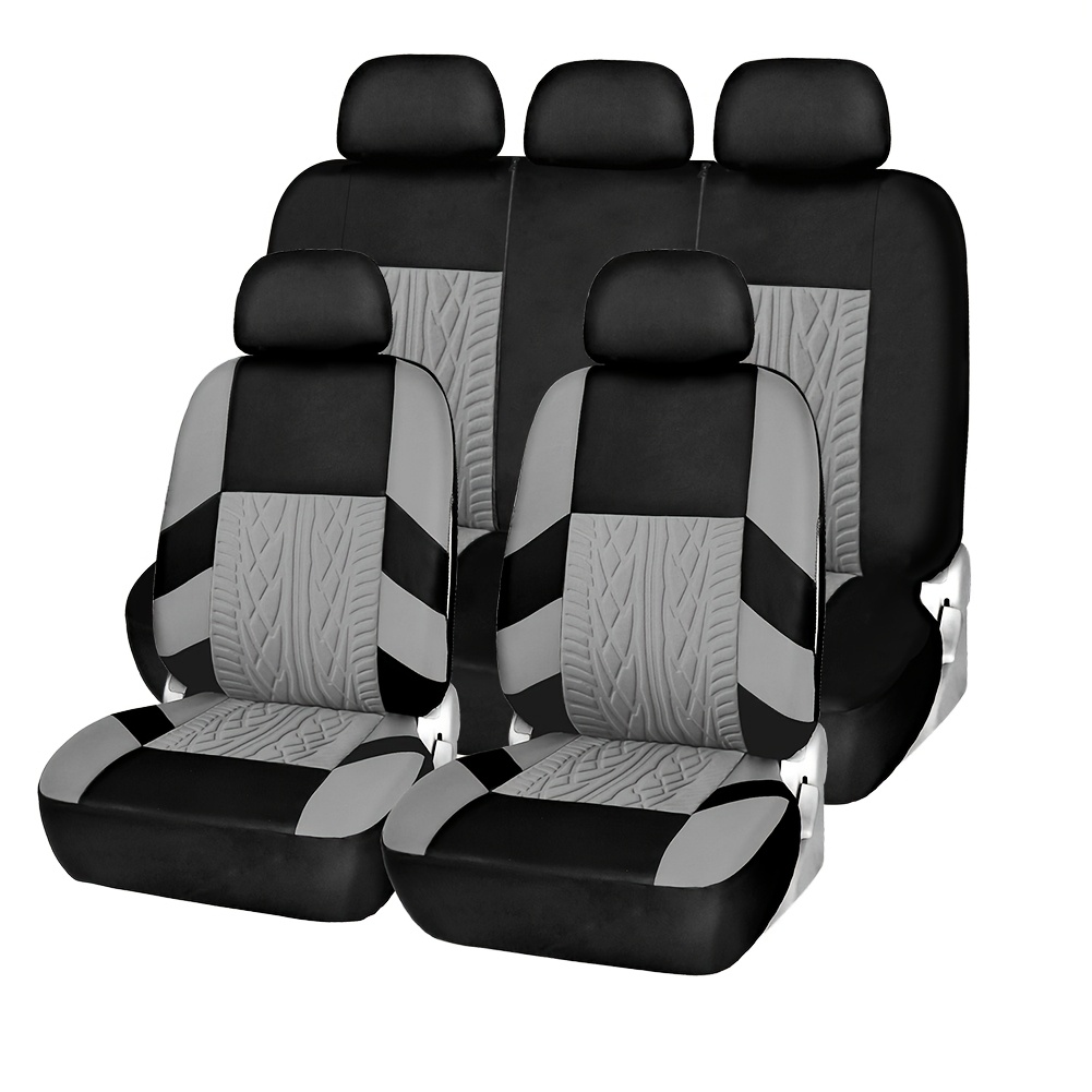 TEMU Fundas de Asientos para Auto con Texturizado - Juego de 5 Piezas en , Elegante y Moderno, Relleno de Esponja para Seguridad y Comodidad,