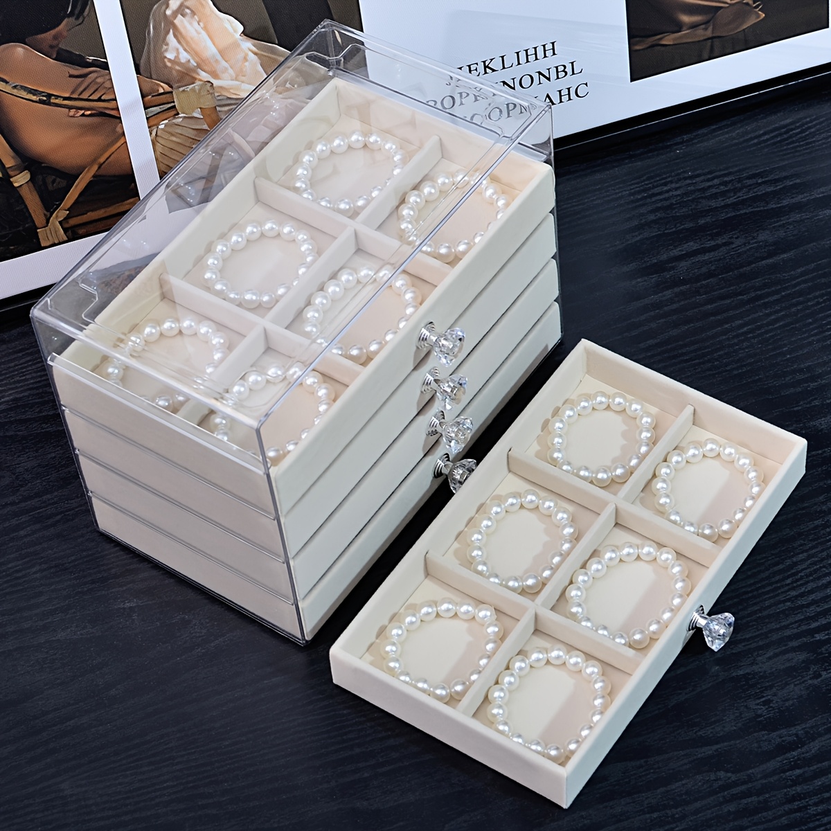 1pc elegant 5 layer acrylic jewelry organizer box with drawers   for necklaces bracelets earrings and rings perfect gift for valentine s day christmas or jewelry lovers jewelry box Product details 4