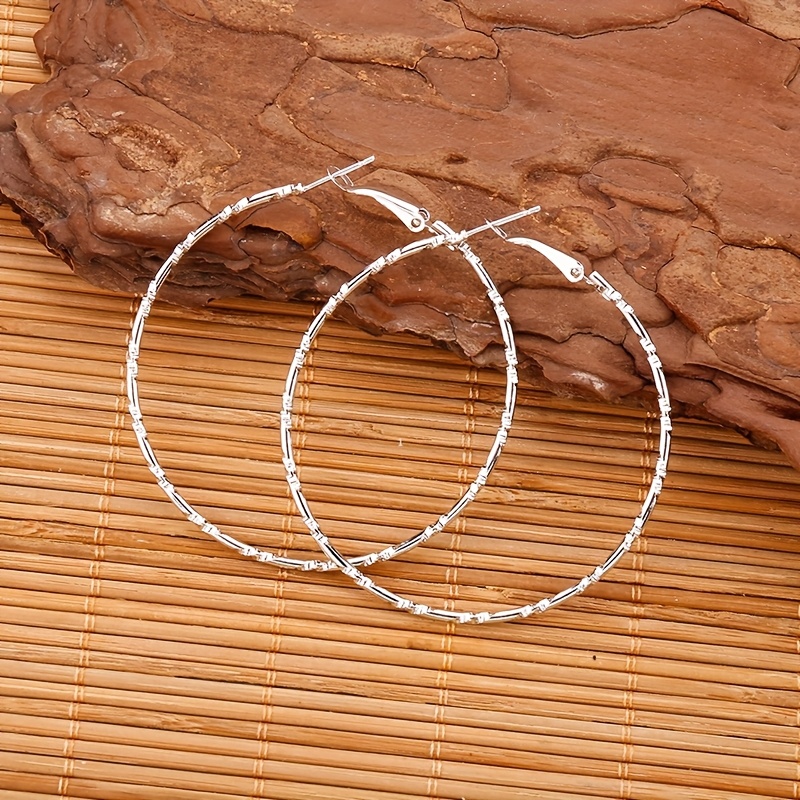 2pcs Set Women's Western Minimalist Textured Thin Thread Earrings