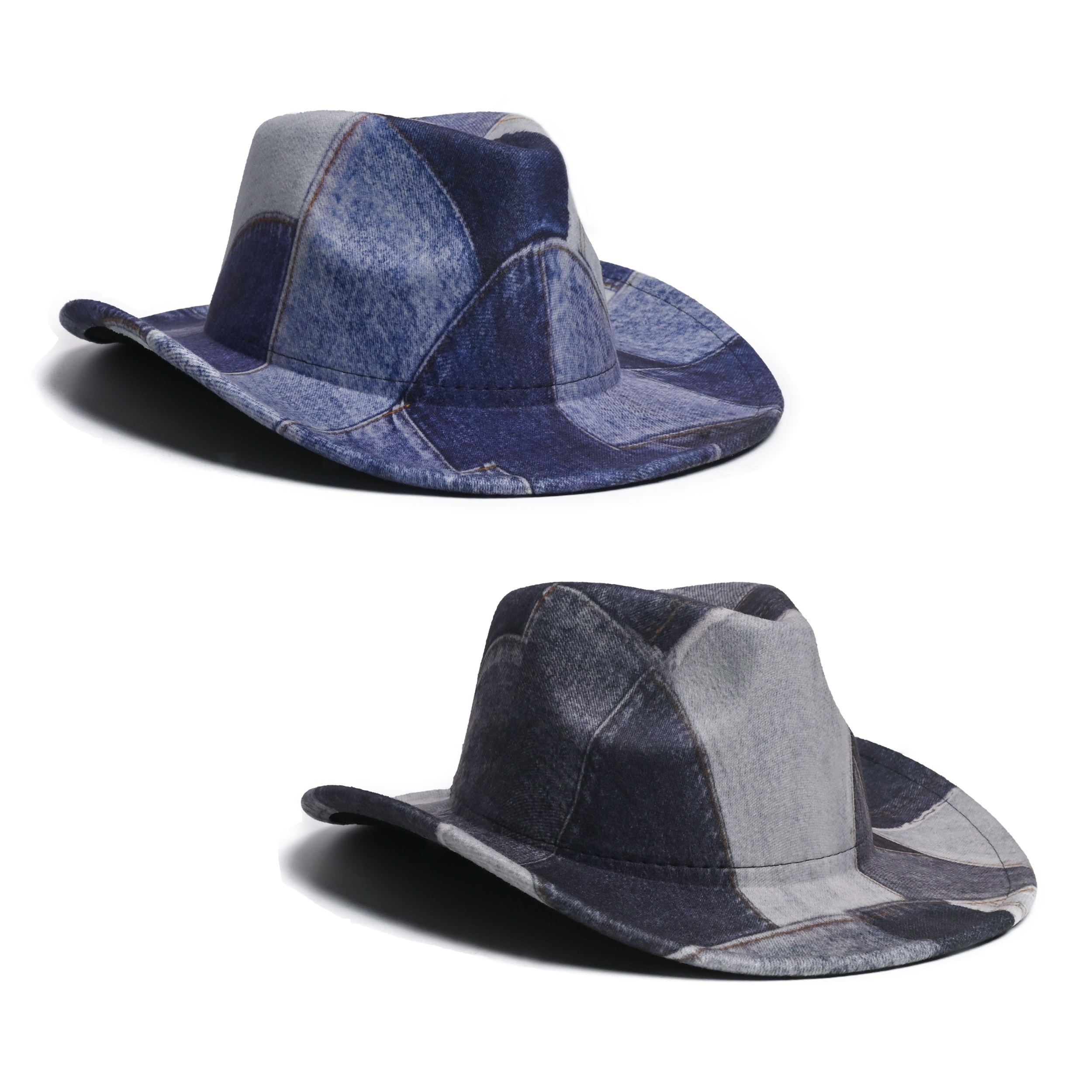 

Vintage Western Cowboy Hat - Trendy Denim Look, Lightweight & Breathable Felt Fedora For Outdoor Adventures