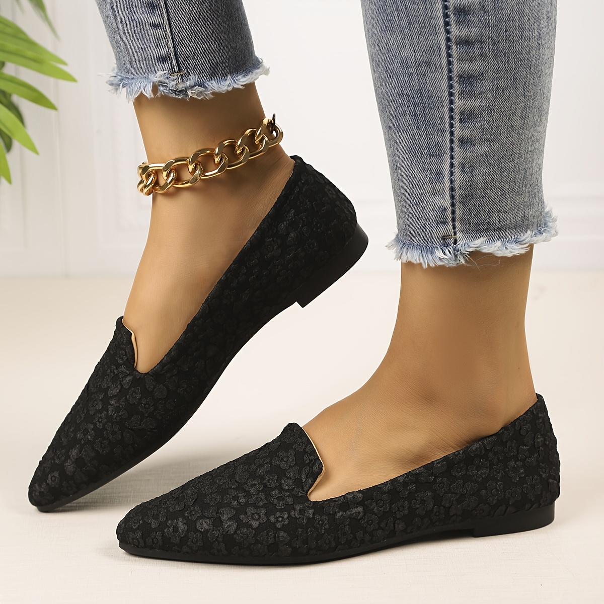 womens flat shoes suitable fashionable black golden Temu United