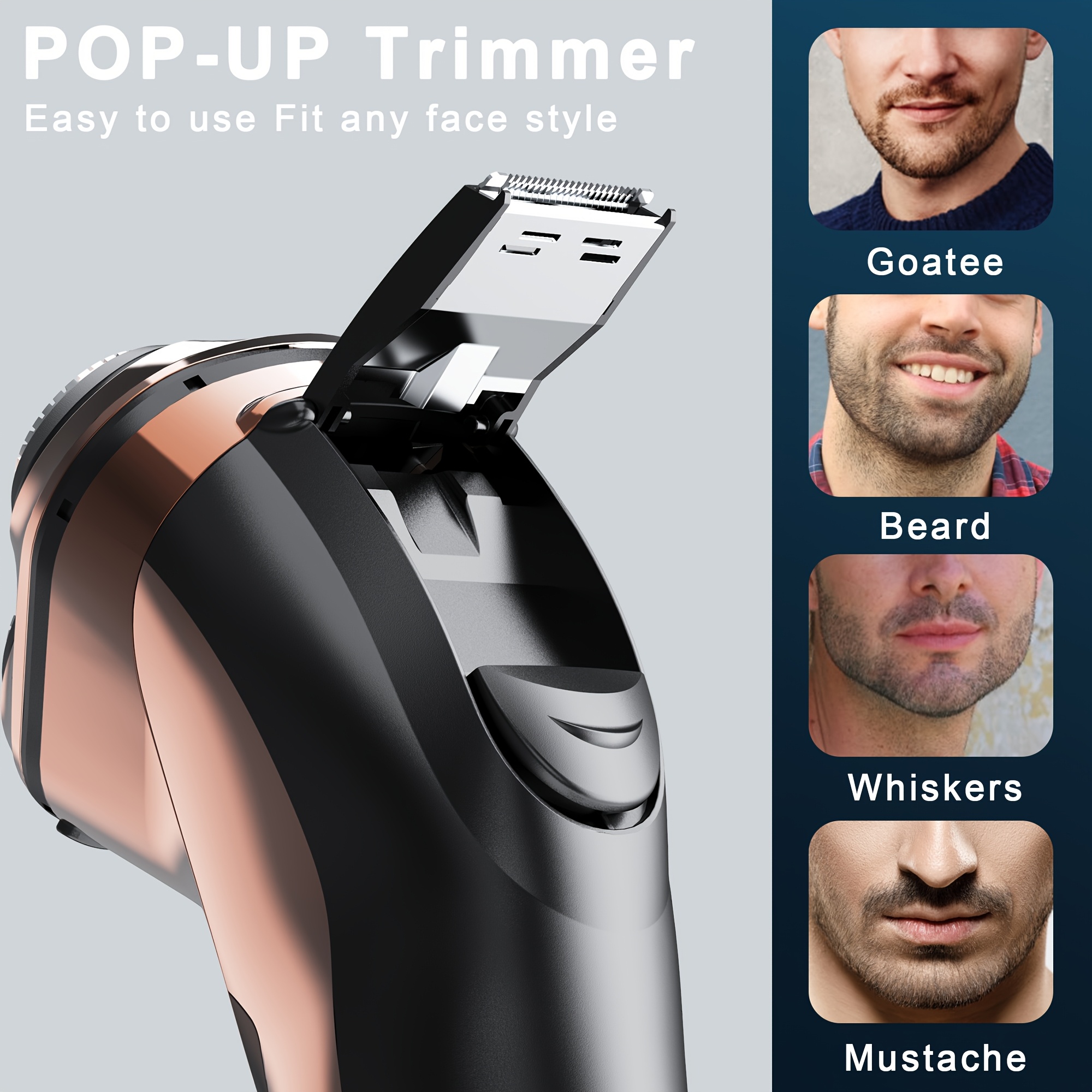 HATTEKER Electric Shaver for Men, Portable USB Rechargeable Razor with LCD Display, Floating Beard Trimmer, 600mAh Lithium Battery, Home Use Grooming Kit