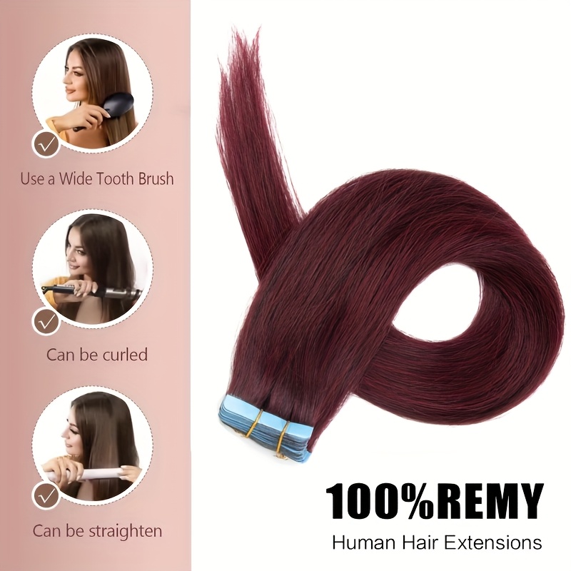 20pcs normal color tape in hair extensions human hair straight tape in hair extensions 12inch 22inch long hair 30g pack add volume details 0