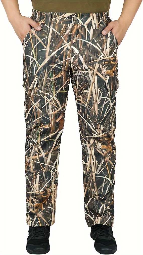 LOOGU large size Camo Hunting Pants for Men Water-Resistant Quiet & Matte Turkey Hunting Camo Pants for Men with 6 Pockets