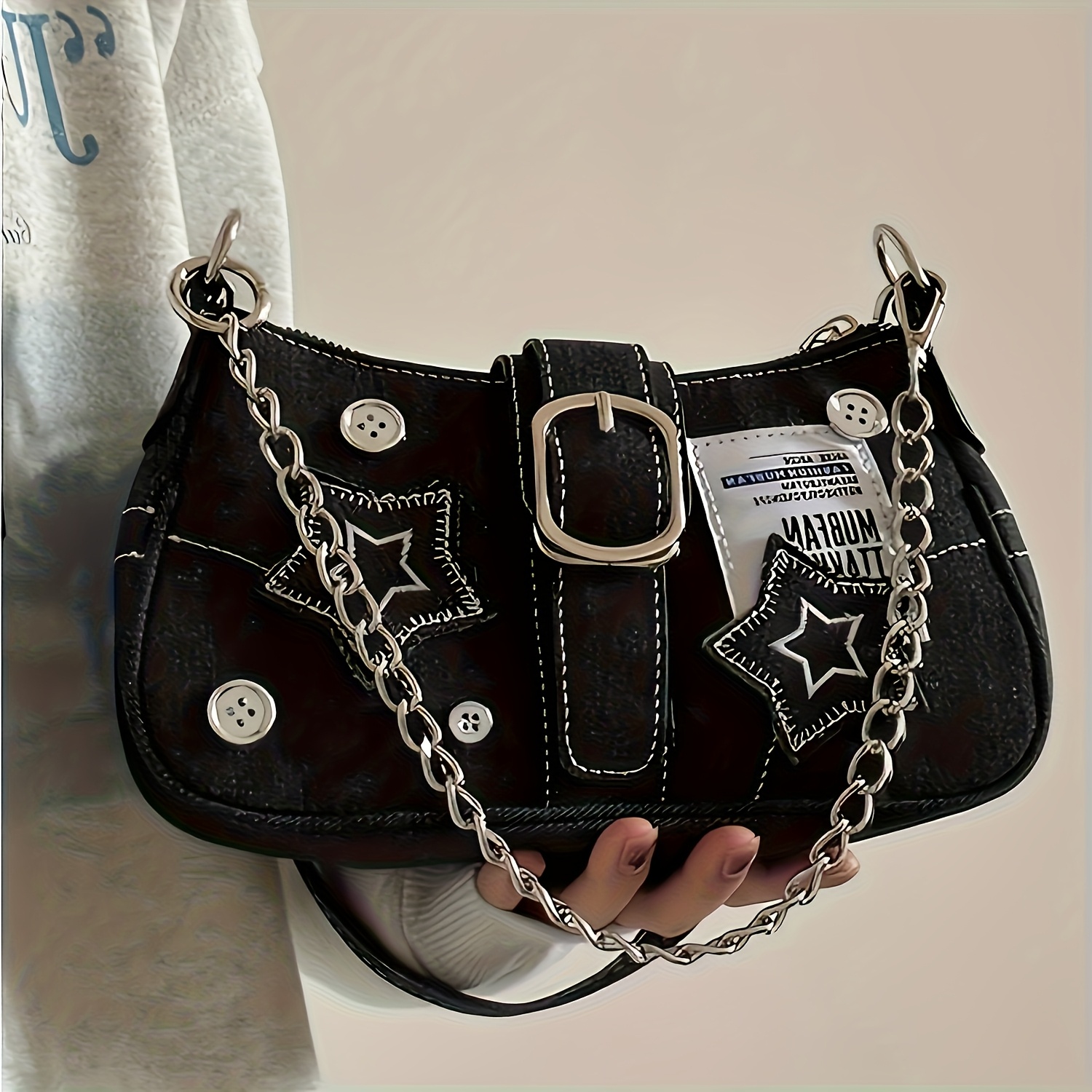 kryeon womens y2k punk rock crossbody bag detachable chain - Temu