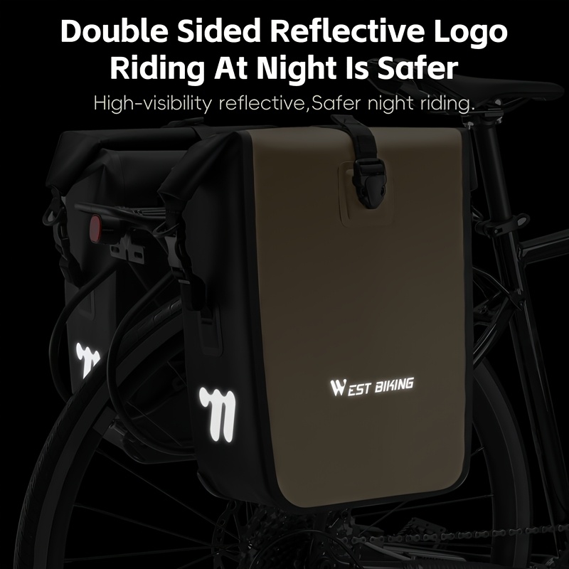 WEST BIKING 2pcs Large Capacity Bicycle Rear Seat Bags 56L Rear Rack Bag for Long-Distance Outdoor Use, Lightweight Backpack with Roll Top Design, Carrying Handle, And Free Shoulder Strap for Mountain Cycling And Commuting