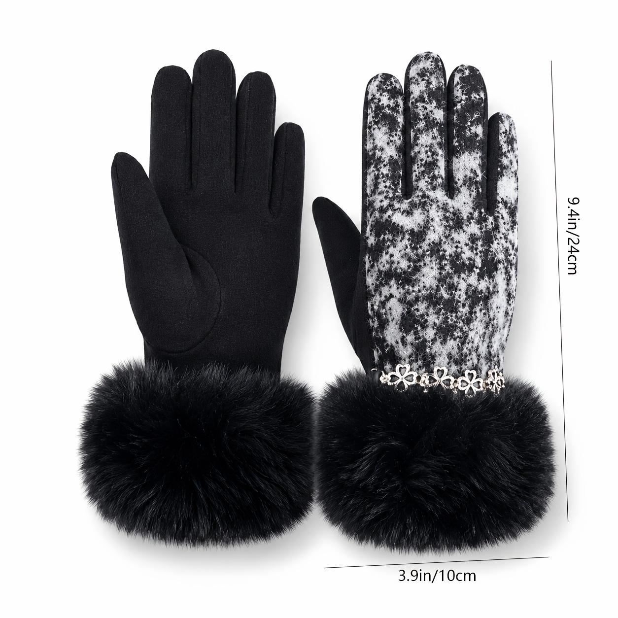 Winter Plush Ruffled Thickened Gloves, Fashionable Warm Style